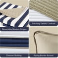 thumbnail image 3 of Quilt Set Trendy Casual Fun, Vibrant Color Design, Hypoallergenic All Season, Lightweight Coverlet Bedspread Cozy Kids Bedding & Sham Full/Queen Verone White Blue Stripe 3 Piece, 3 of 6
