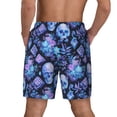 thumbnail image 2 of Haiem Skull blue crystal flower Mens Swim Trunks with Compression Liner 2 in 1 Swimming Shorts Stretch Swimwear Quick Dry,Board Shorts-X-Large, 2 of 9