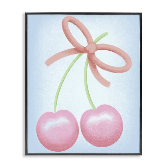 Stupell Industries Modern Cherries And Round Bow Black Framed Giclee Art, 11 x 14, by Marcus Prime