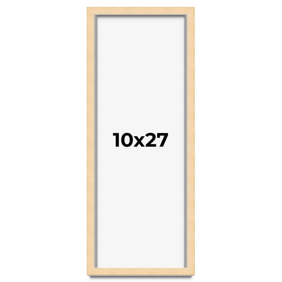 10x27 Frame Natural Wood Picture Frame | 0.75 Inch Moulding Width | with UV Acrylic Plexiglass,