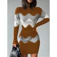 thumbnail image 3 of Vestido corto elegante para mujer, minivestido tejido con estampado de moda para primavera y otoño, vestido ajustado de manga larga a la cadera 2024, 3 of 6