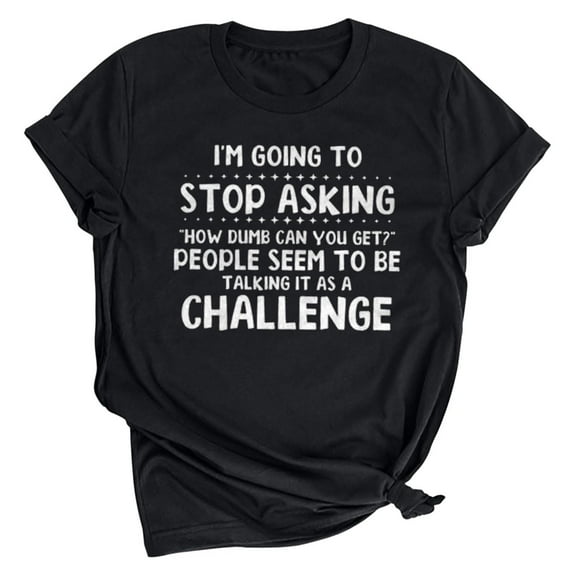 JSGEK Womens Summer Tops Casual CrewNeck Tunic Tees Short Sleeve Trendy T-Shirt Loose Blouse Letter Print Comfy Basic