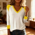thumbnail image 5 of FAIWAD Womens Long Sleeve Tops Casual V Neck Color Block Tunic Tops Classic Going Out Blouses, 5 of 7