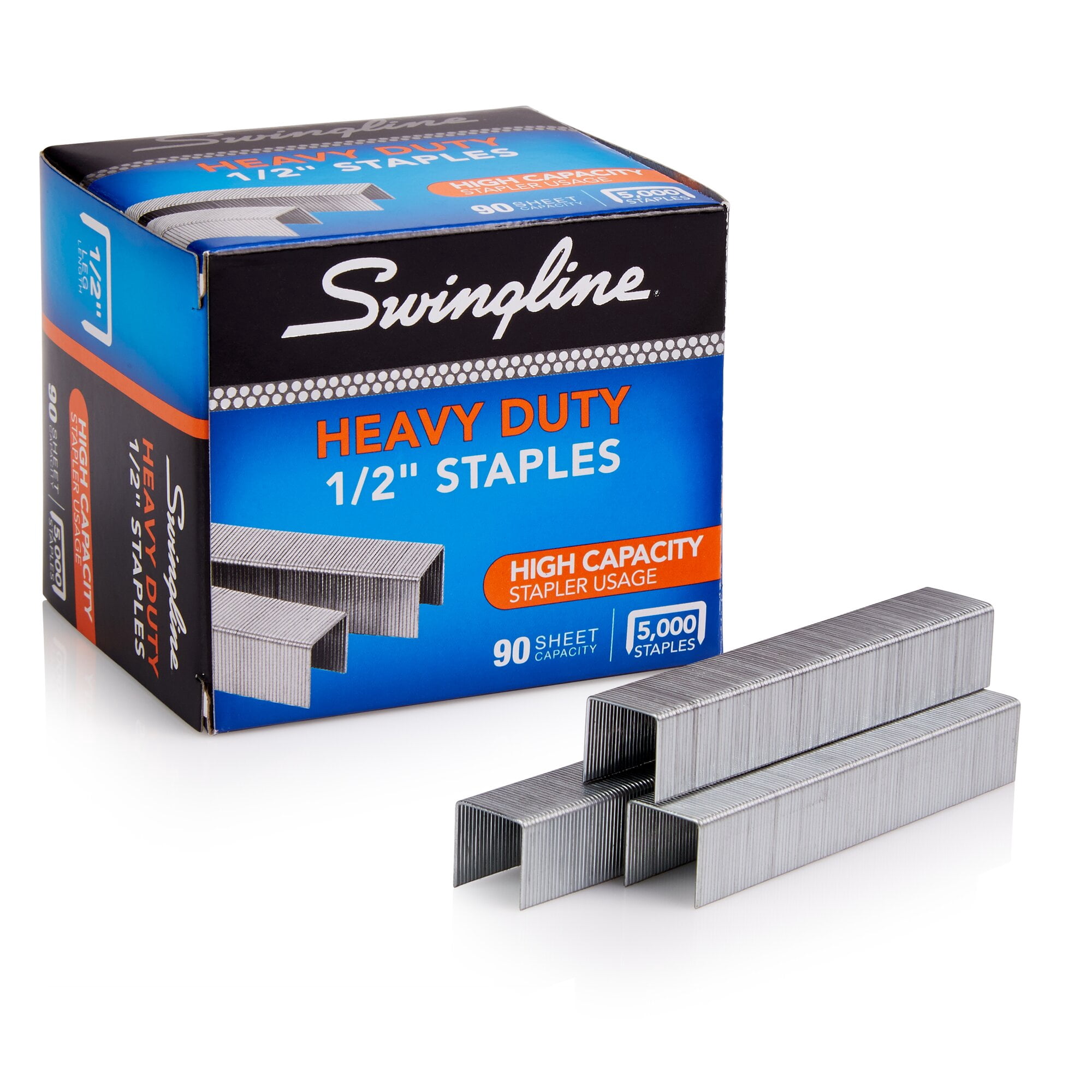Swingline - Heavy Duty Staples, 0.5 Leg Length, 5000/Box - Silver