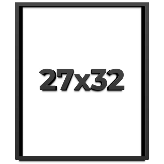 27x32 Shadow Box Frame Black | 1 inches Deep Real Wood Contemporary Shadowbox Display Frame | UV