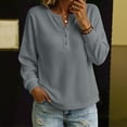 thumbnail image 3 of Perfectbot Women's Waffle Knit Henley Sweatshirt, Relaxed Fit Drop Shoulder Long Sleeve Ribbed Cuffs Top, 3 of 8
