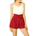 thumbnail image 1 of Unique Bargains Short Élégant pour Femme à Taille Haute avec Cordon, Style Paper Bag, Rouge Foncé, TG, 1 of 7