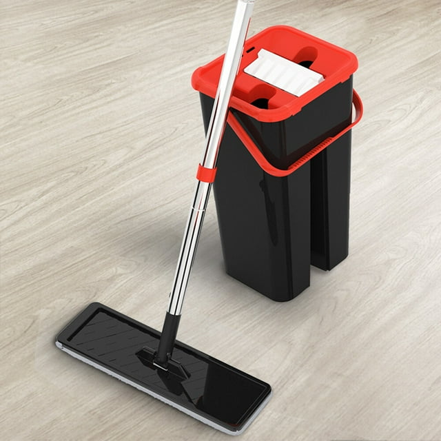 Mistaha Hands-free Wringing Flat Floor Mop and Bucket Set for Professional Home Floor Cleaning System