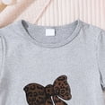 thumbnail image 6 of TOWED22 Kid Girls Clothes Outfits Cute Sweet Bowknot Print T-Shirt + Bowknot Print Denim Skirt Summer Clothing Set(Grey,2-3 Y), 6 of 7