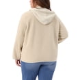 thumbnail image 3 of Chaqueta de forro polar con capucha y peluda para mujer de talla grande Agnes Orinda, manga larga, botón hacia abajo, abrigo casual de peluche con bolsillos 1X beige, 3 of 5