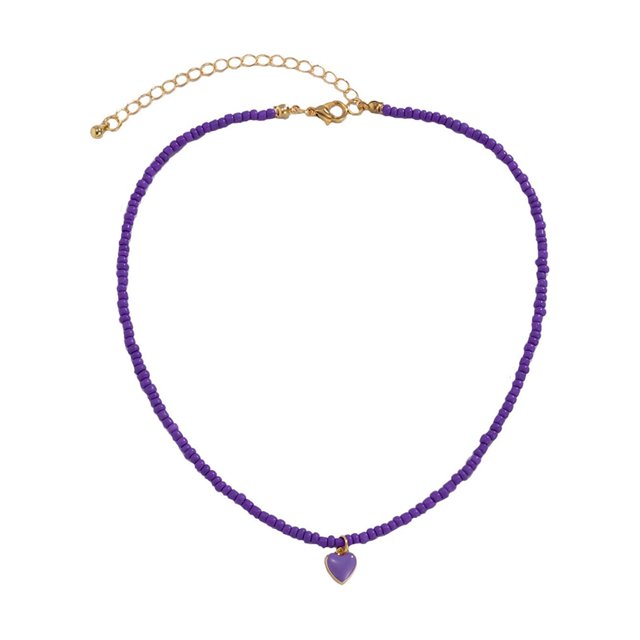 SIfdSeng Cœur de Pêche Perles de Riz Simples Collier Fait Main Collier Géométrique Pliant Collier Perlé pour Femmes pour Usage Quotidien