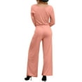 thumbnail image 3 of Doublju Womens Sexy V Neck Long Sleeve Waist Band Jumpsuit With Plus Size, 3 of 4