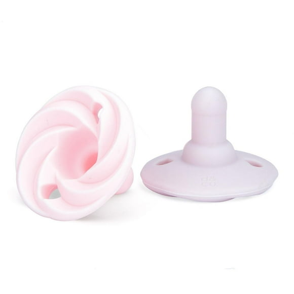 Doddle & Co - Bébé, nourrisson - Sucette en silicone Holland Pop - Étape 1 - Forme naturelle - Paquet de 2 - Blush / Lilas