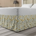 thumbnail image 1 of Doodle Bed Skirt, Yellow Flowers with Acorns and Foliage Pattern Ecology Themed Spring, Elastic Bedskirt Dust Ruffle Wrap Around for Bedding Decor, 4 Sizes, Yellow Sea Green Black, by Ambesonne, 1 of 2