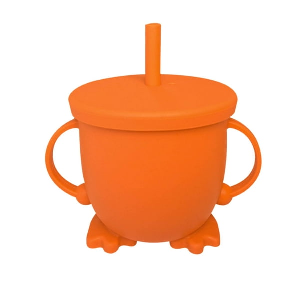 2025 Vaso con pajita de silicona antiderrame para dos orejas, 1 unidad, vaso portátil con tapa y pajita para alimentos, a prueba de fugas, para viajes, picnics y uso diario