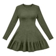 thumbnail image 6 of Long Sleeve Dresses for Women Long Sleeve Ribbed Knit Dress Elegant Ruffle Hem Mini Dress, Soft Stretchy Casual Fall Winter Holiday Party Wearing Dress (Without Belt), 6 of 8