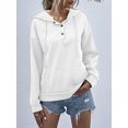 thumbnail image 3 of Sudadera con capucha de primavera y otoño para mujer, cuello con botones de cordón, manga larga, bol Abanopi Blanco/Grande, 3 of 7