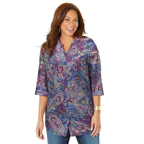 Catherines Women's Plus Size Pintuck Buttonfront Blouse