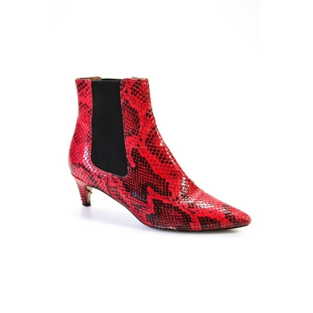 

Pre-owned|Isabel Marant Womens Pointed Toe Snakeskin Snake Print Boots Red Black Size 36