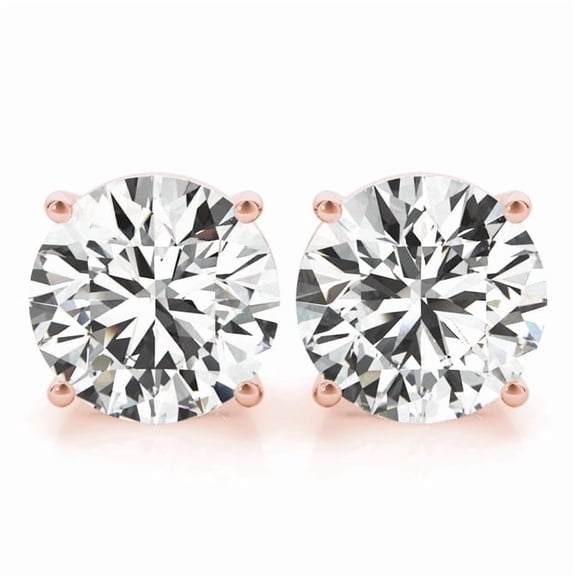 0.75CT Lab Grown Diamond Stud Earrings 14K Rose Gold Screw Back Jewelry