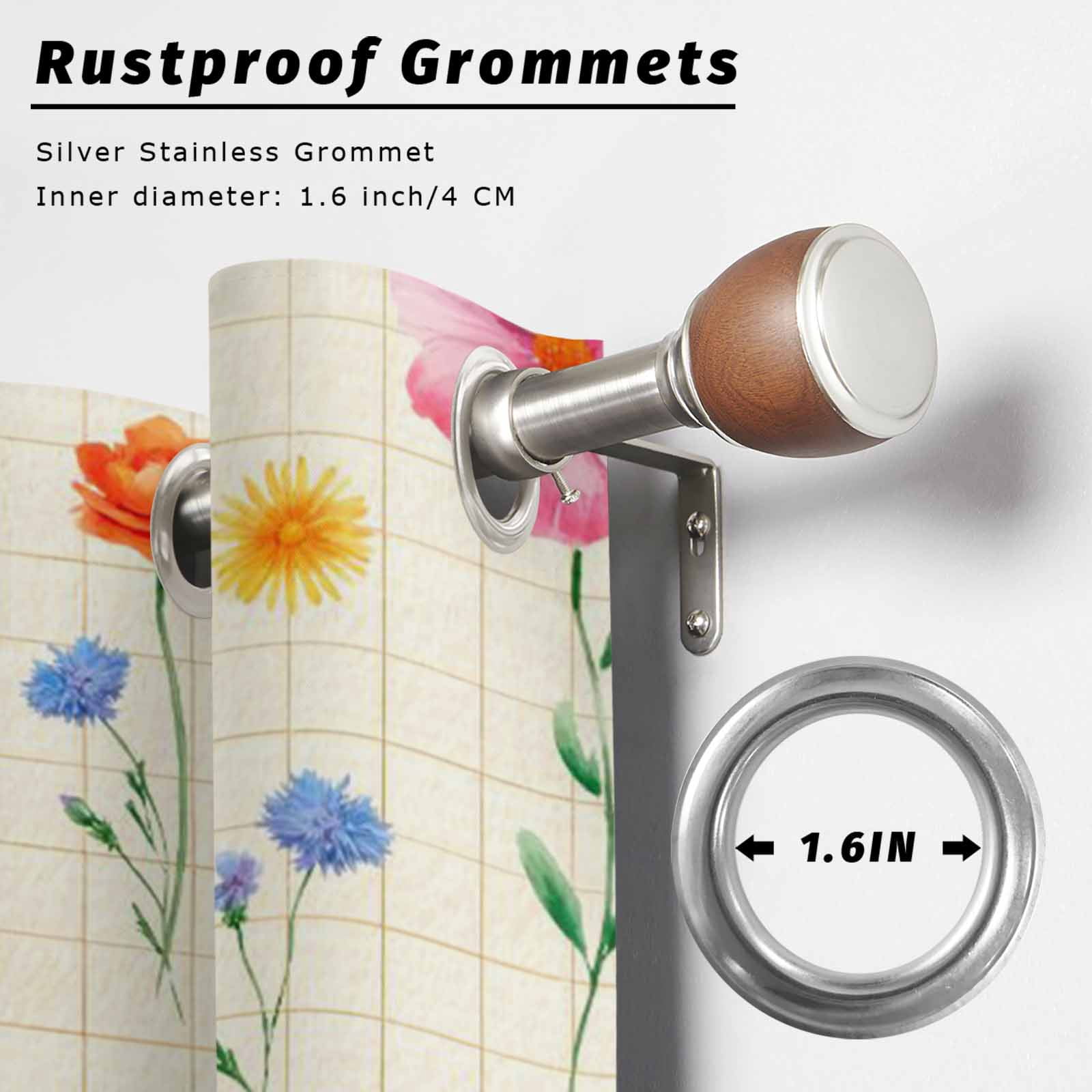 Spring Summer Wildflowers Outdoor Curtains for Patio, Pink Green Yellow Floral Plaid Sunshade Privacy Drapes Grommet Waterproof Outside Curtains for Porch/Cabana/Balcony 54"x 108", 2 Panel