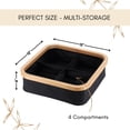 thumbnail image 3 of Evideco French Home Goods Collapsible Polyester and Bamboo Storage Baskets with 4-Compartment Organizer, Black, 3 of 8