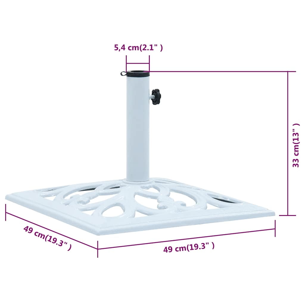 vidaXL White Cast Iron Patio Umbrella Base 1 Piece 26.5 lbs Parasol Stand for 1.4 1.5 1.9 in Poles