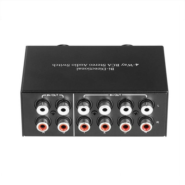 4 Way Bi-Directional Stereo Audio Switch 2 in 4 Out or 4 in 2 Out L/R Jack Sound Channel Audio Switcher ,1 x Stereo Audio Switch,black