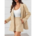 thumbnail image 5 of Women 2 Piece Blazer Shorts Sets Long Sleeve Double Breasted Suit Jackets Business Outfit, 5 of 6