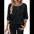 thumbnail image 2 of Camisas de Larga para Mujer, Suéteres, Conjuntos de Otoño, Bloques de Color, Ropa de Invierno, Elegantes, Informales, Suaves. Negro XXL, 2 of 7