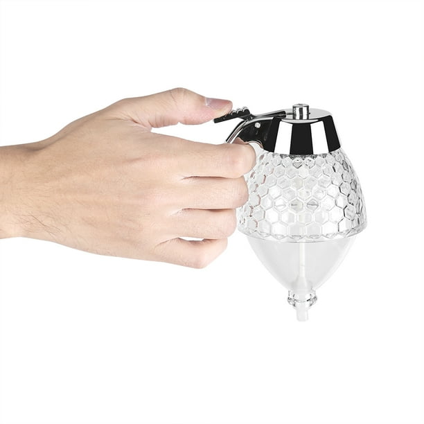 Distributeur de miel avec pot en verre en forme de diamant, distributeur de sirop anti-goutte, base élégante pour huiles et sauces Distributeur de miel avec pot en verre en forme de diamant, distributeur de sirop anti-goutte, base élégante pour huiles et sauces