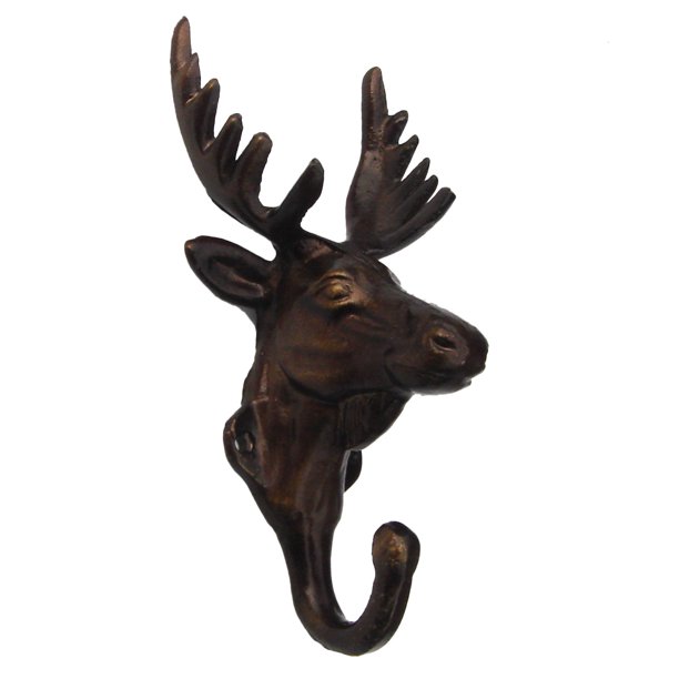 rustic CAST IRON DEER antler BUCK Elk Antlers WALL HOOK towel rack coat