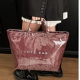 thumbnail image 4 of NexTorq PVC Tote Bag Women's Letters Print Hobo Handbag Waterproof Plastic Tote Purse for Work, Beach, Shopping, Red, 4 of 4