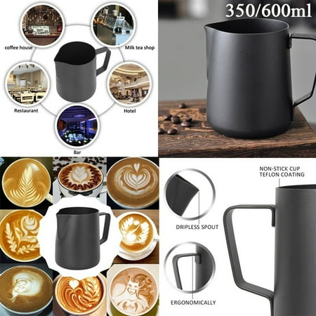 Willstar 350ml/600ml Non Stick Froth Milk Latte Art Cup Stainless Steel Teflon Sparkling Milk Jug for Barista Set