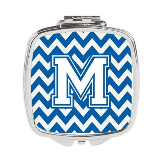 Letter M Chevron Blue & White Compact Mirror - Blue & White - 3 x 0.3 x 2.75 in.
