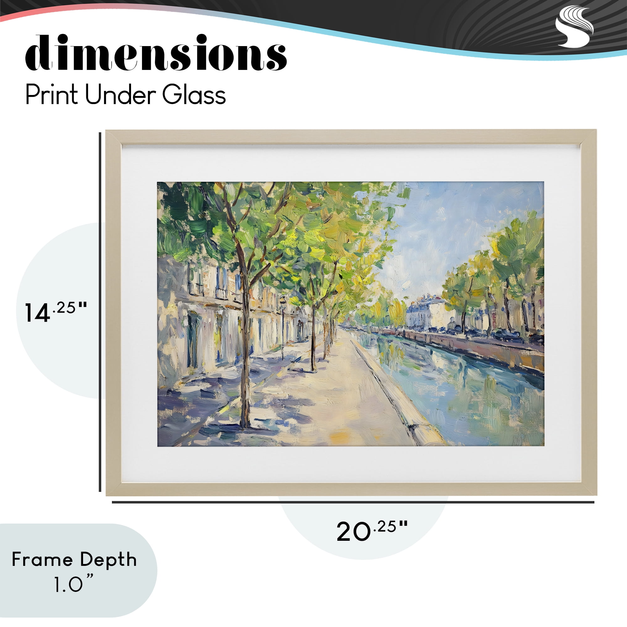 Stupell Industries Montrouge Canal Promenade Birch Framed Print Under Glass, design by Creative Studio