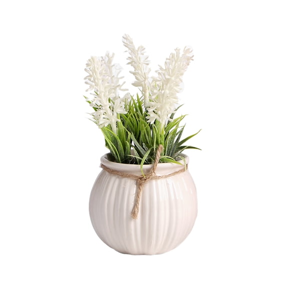 Muellery Artificial Plant Flowers Decorative Plants Flowers in Pot Fake Home Decor Indoor White TP1A59596White