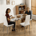 thumbnail image 2 of Ktaxon Glass Dining Table Set for 4, Kitchen Table Set & 4 PU Padded Chairs, Dining Room Set for Dinner, White, 2 of 8