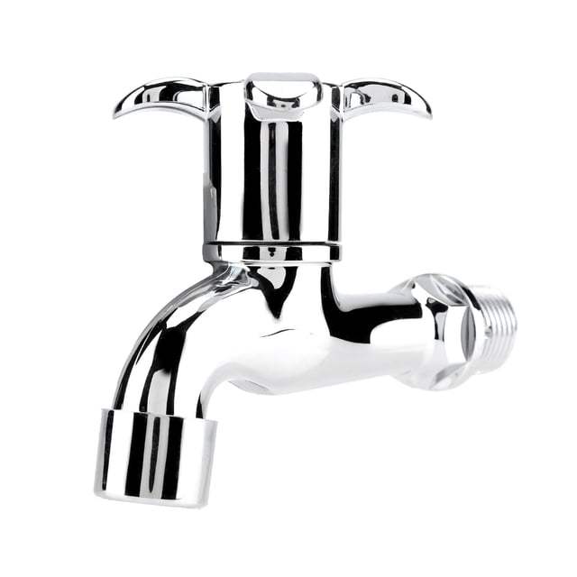 Robinet d'Eau en Plastique Durable Robinet d'Évier de Machine à Laver Robinet d'Eau avec Bec Simple et Poignée (Poignée de Fleur)