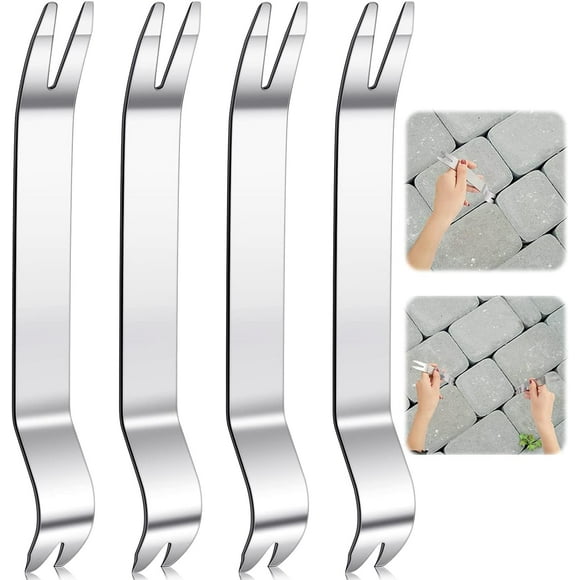 4pcs Stainless Steel Paving Tool Cobblestone Embedded Brick Lifter Puller Tool for Garden Lawn Yard Replace Pavers Terrace Blocks