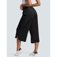 thumbnail image 2 of Mawalde Pants for Women Wide Leg Yoga Pants Casual Summer Cropped Trousers Drawstring Waist Lounge with Pockets Black S, 2 of 3