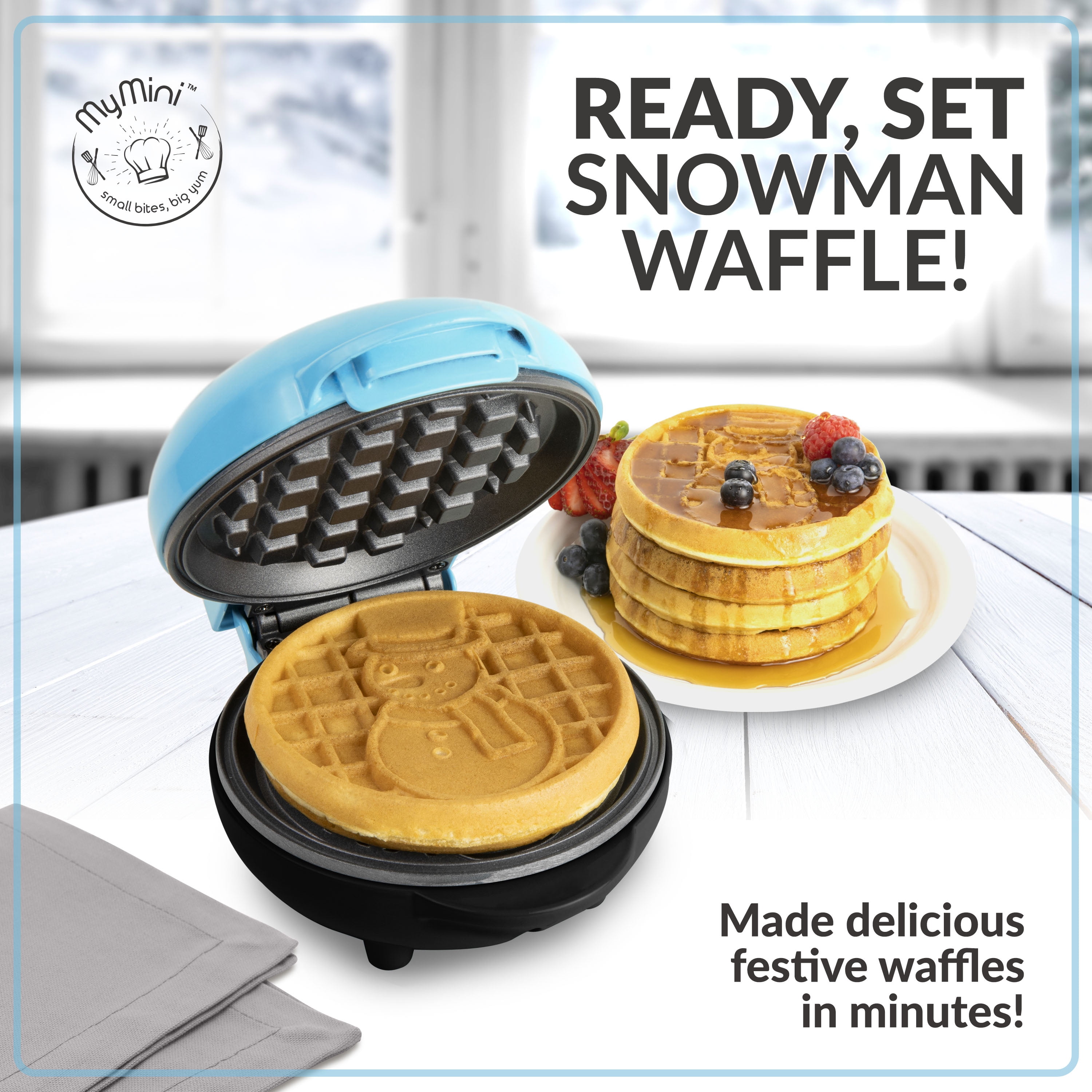 MyMini Snowman Electric Waffle Maker, Blue - Walmart.com
