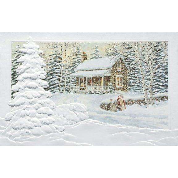 Pumpernickel Press Embossed Christmas Scripture Greeting Cards Boxed Set – Deep Woods, 16 Count