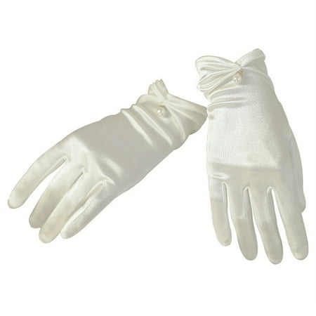 

Women s Short Satin Bridal Gloves Wrist Lace Gloves for Wedding Opera Parties Beige