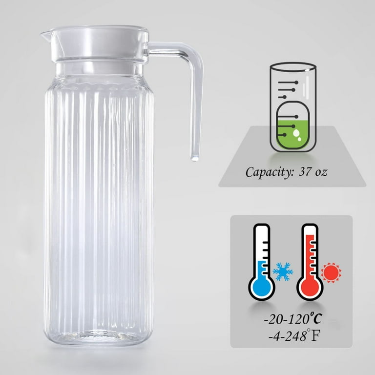 37 oz Glass Pitcher with Lid and Spout