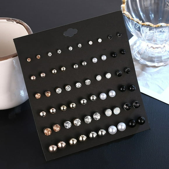 SZXZYGS Gifts for Women in Their 20S 30 Pairs Classical Earrings Girls Diamond Silver Girl Stud Earring Sets Mix Jewelry
