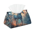thumbnail image 2 of Lsque Forest Lake White Horse Printed Long Tissue Box Cover Holder, Facial Paper Organizer Dispenser,Triangle with Bottom Belt, PVC Leather Decorative Organizer, 2 of 9