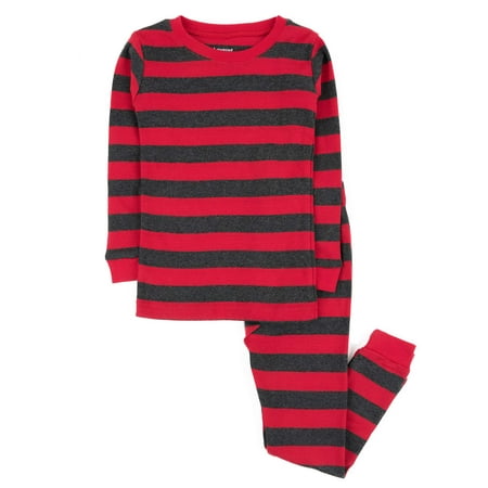 

Leveret Striped 2 Piece Pajama Set 100% Cotton (10 Years Red & Grey)