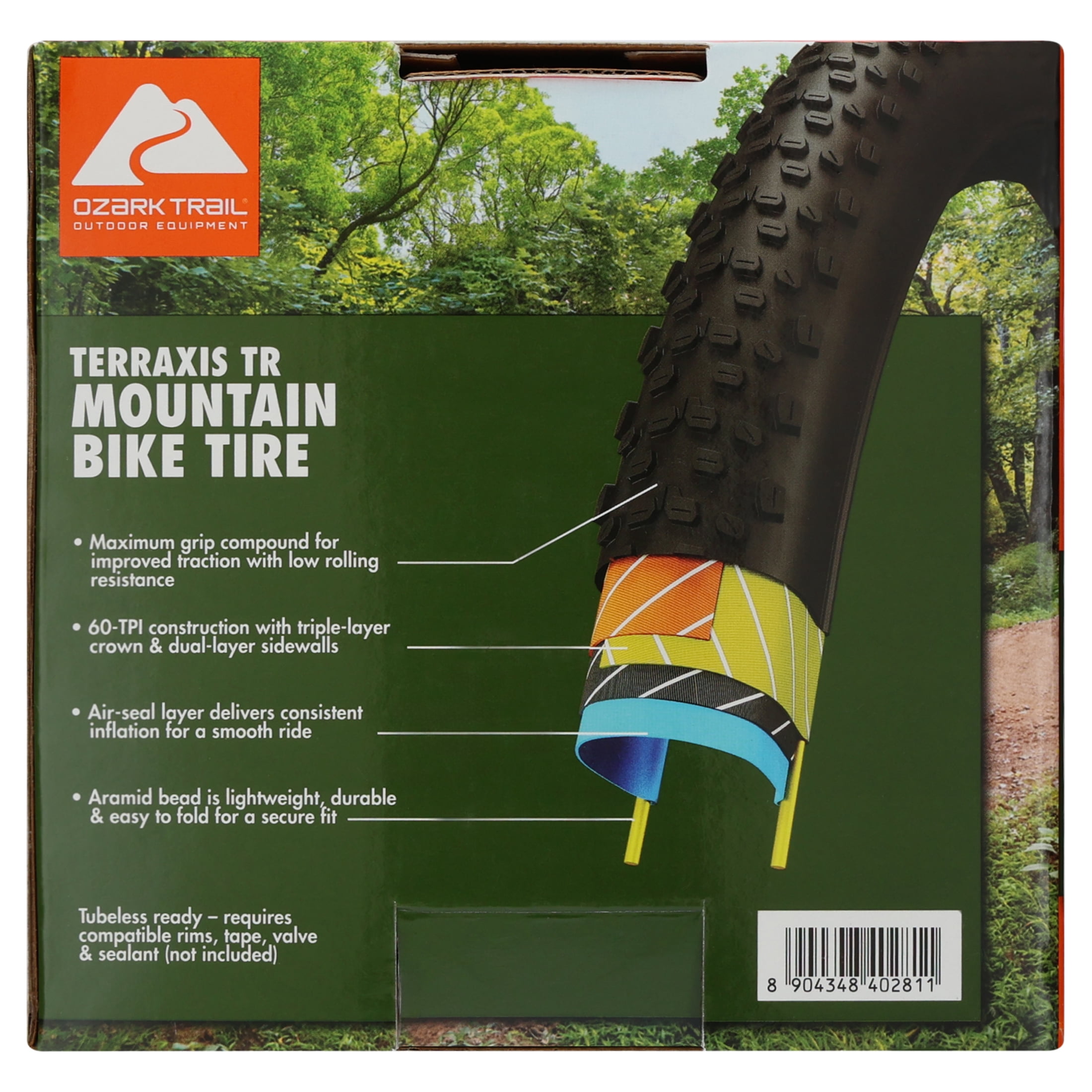 Ozark Trail 29" x 2.4" Tubeless Ready Mountain Bike Tire with Aramid Bead