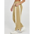 thumbnail image 6 of Women'S Baggy Wide Leg Pants Casual Drawstring Elastic Waisted Contrast Color Workout Y2K Track Pants Khaki L, 6 of 8